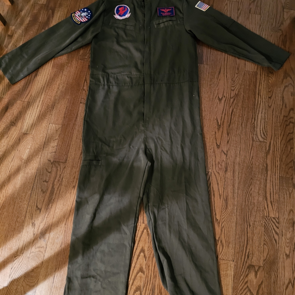 Mens' Olive Green Flight Suit MAVERICK TOPGUN S/M